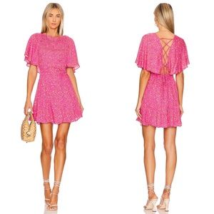 FREE PEOPLE Florence Tie Back Mini Dress Pink Floral